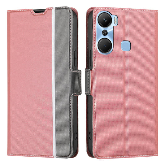 For Infinix Hot 12 Pro 4G Slim TPU+PU Leather Case Card Holder Stand Twill Texture Phone Cover