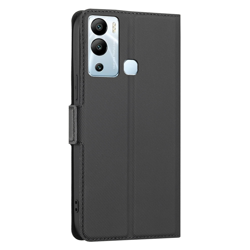 For Infinix Hot 12i 4G Twill Texture PU Leather Phone Cover Card Holder Stand Phone Case