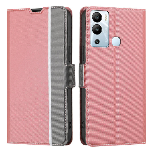 For Infinix Hot 12i 4G Twill Texture PU Leather Phone Cover Card Holder Stand Phone Case