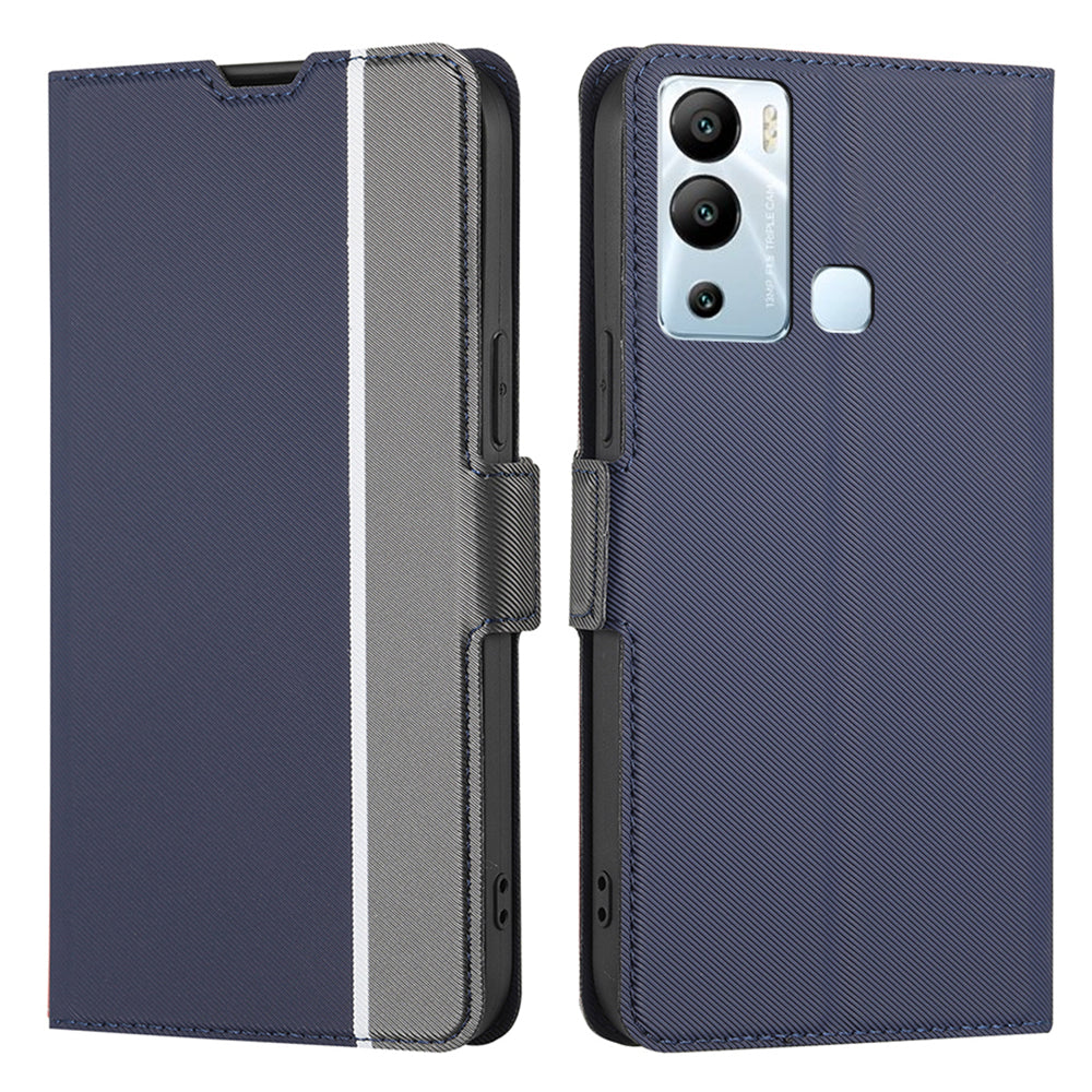 For Infinix Hot 12i 4G Twill Texture PU Leather Phone Cover Card Holder Stand Phone Case