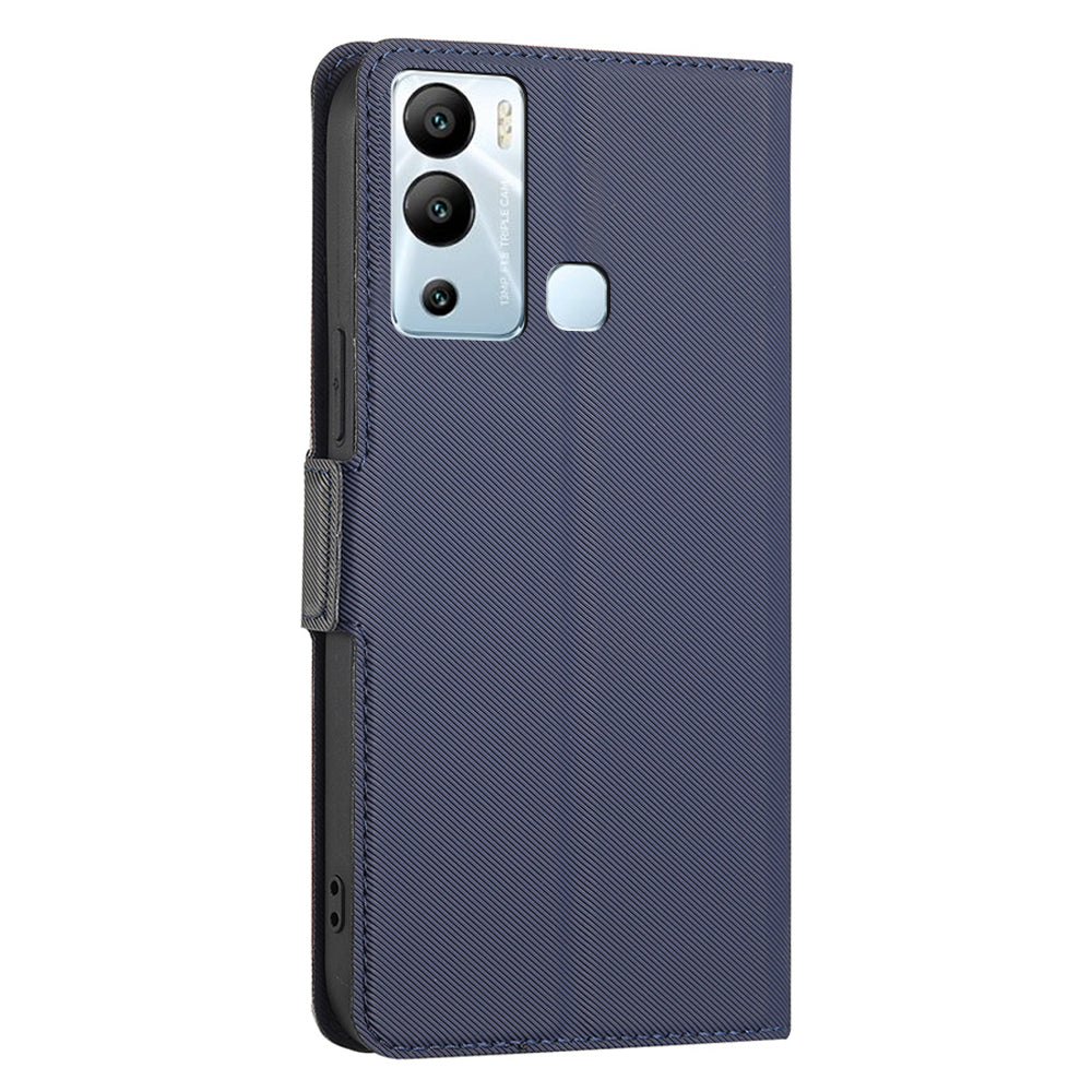 For Infinix Hot 12i 4G Twill Texture PU Leather Phone Cover Card Holder Stand Phone Case