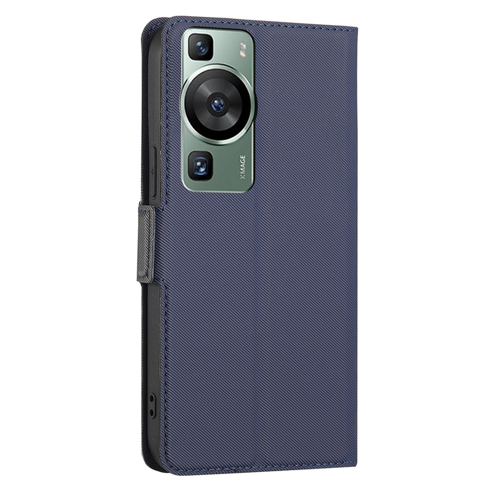 For Huawei P60 Pro / P60 Card Holder Stand Twill Texture Phone Cover TPU+PU Leather Case