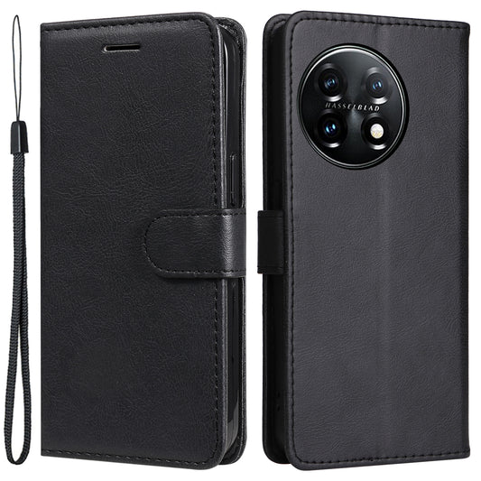 KT Leather Series-2 For OnePlus 11 5G Flip Stand Phone Cover PU Leather Solid Color Wallet Case
