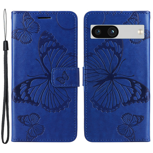 KT Imprinting Flower Series-2 For Google Pixel 7a PU Leather Stand Cover Butterfly Flower Imprinted Wallet Phone Case