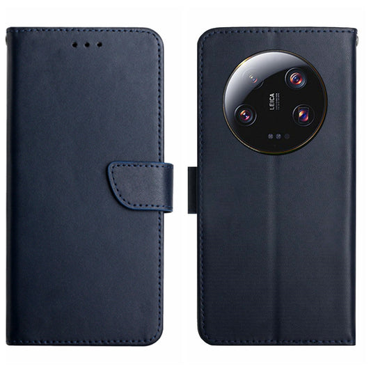 HT02 Nappa Texture Phone Cover for Xiaomi 13 Ultra , Stand Wallet Genuine Cow Leather Phone Case