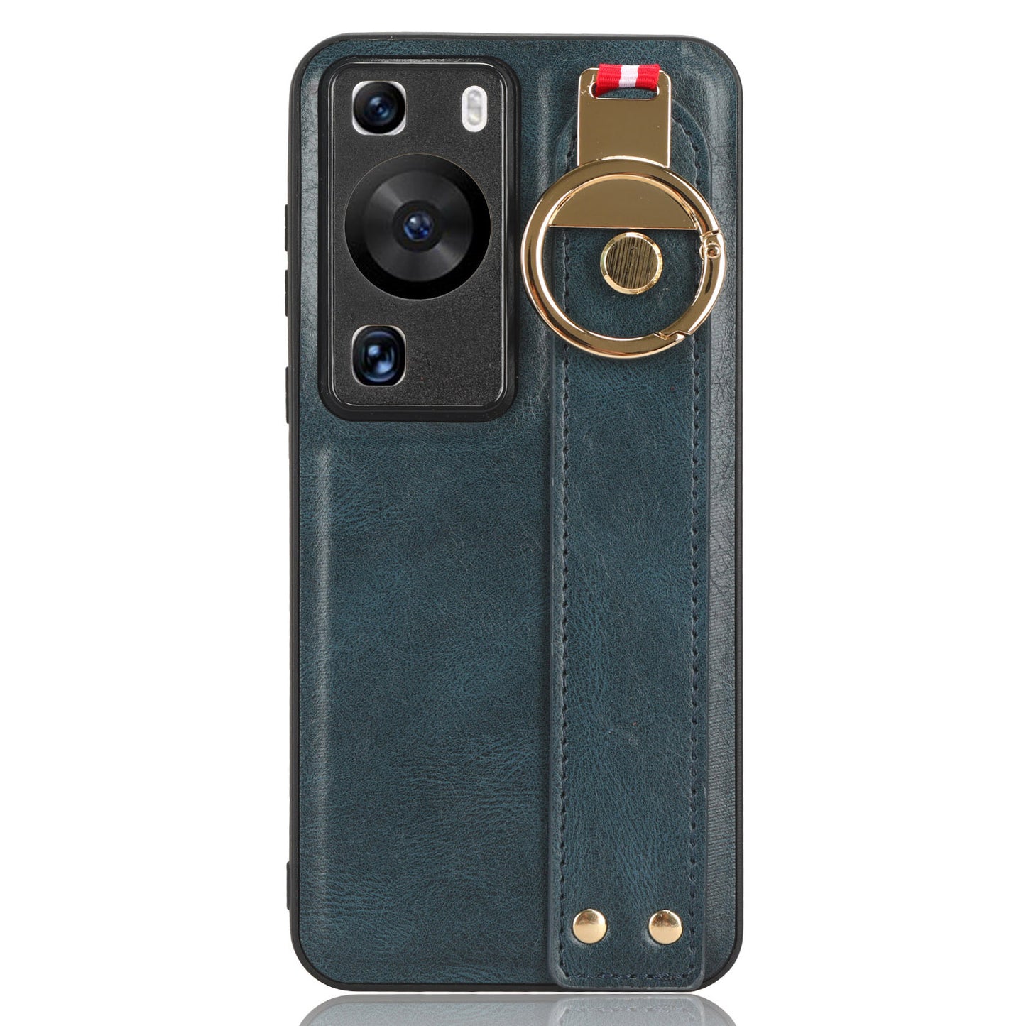 For Huawei P60 / P60 Pro Phone Cover Wristband Kickstand PU Leather Coated PC+TPU Case with Neck Strap
