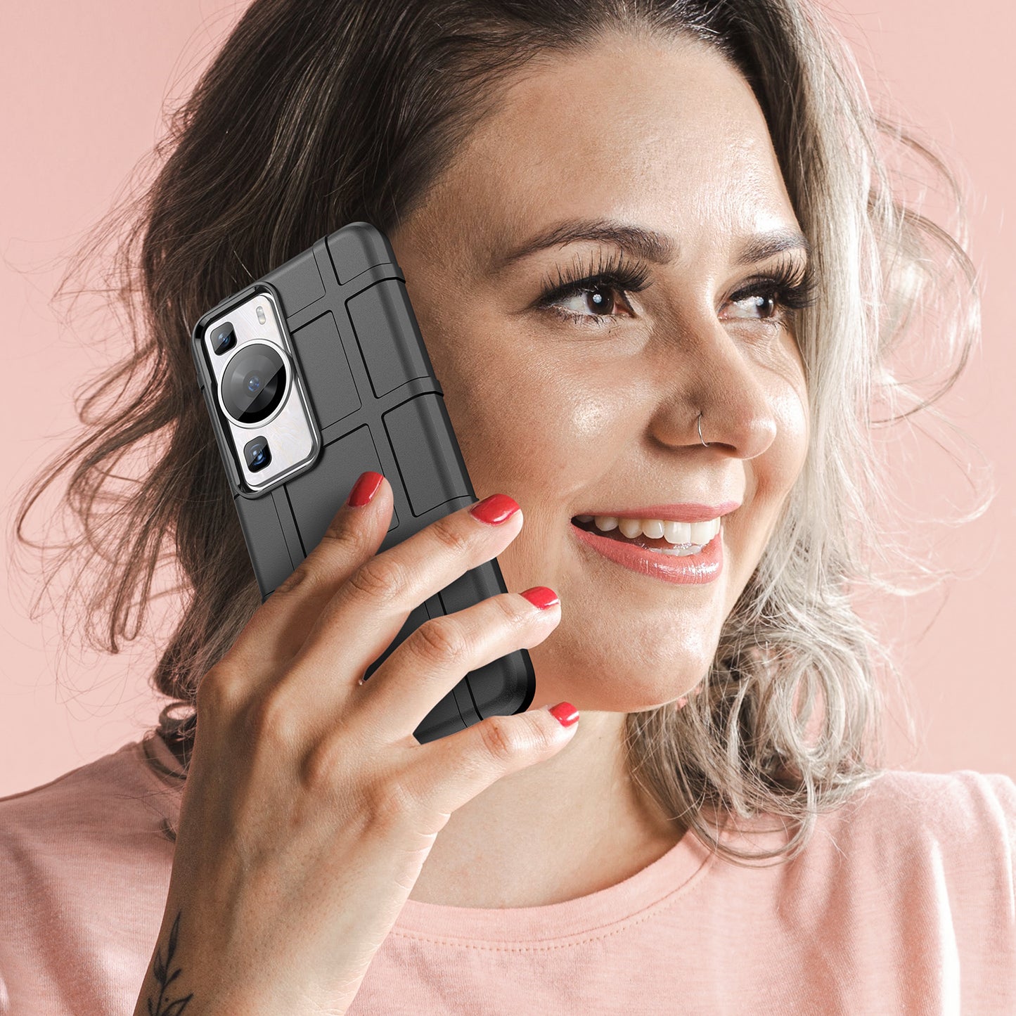For Huawei P60 / P60 Pro Square Grid Texture Phone Case Scratch-resistant Cell Phone Cover