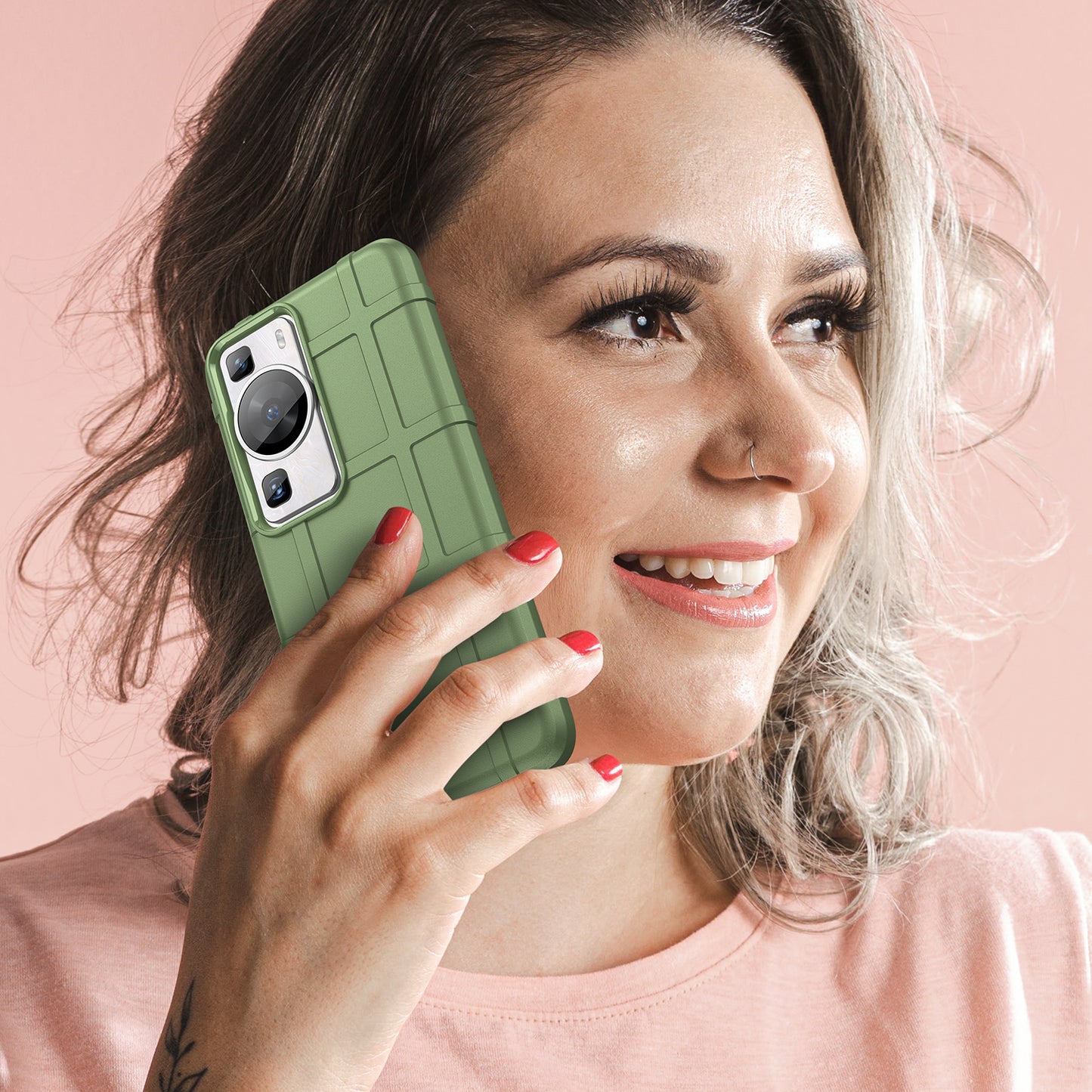 For Huawei P60 / P60 Pro Square Grid Texture Phone Case Scratch-resistant Cell Phone Cover