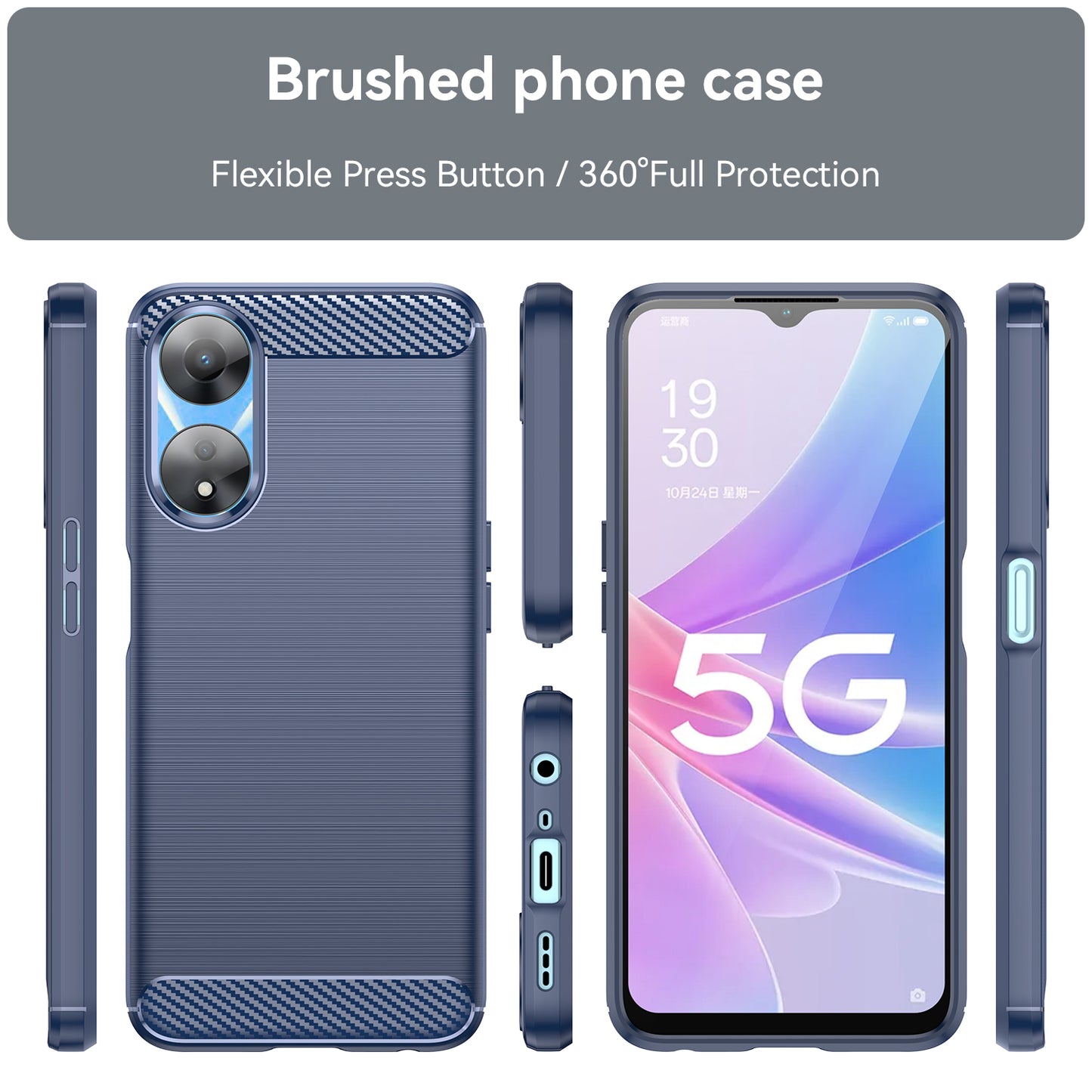 TPU Case for Oppo A78 5G / A58 5G / A58x 5G , Brushed Carbon Fiber Texture Cell Phone Cover