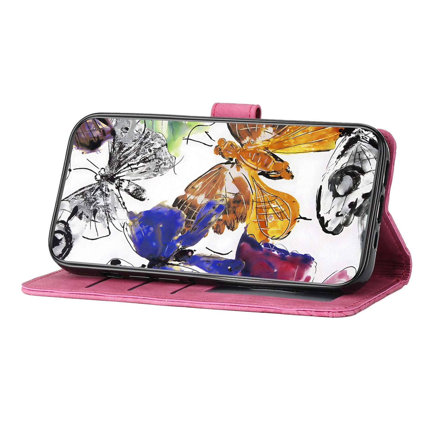For Huawei P30 Lite Stand Wallet Skin-touch Leather Phone Case Butterfly Imprinted Cover