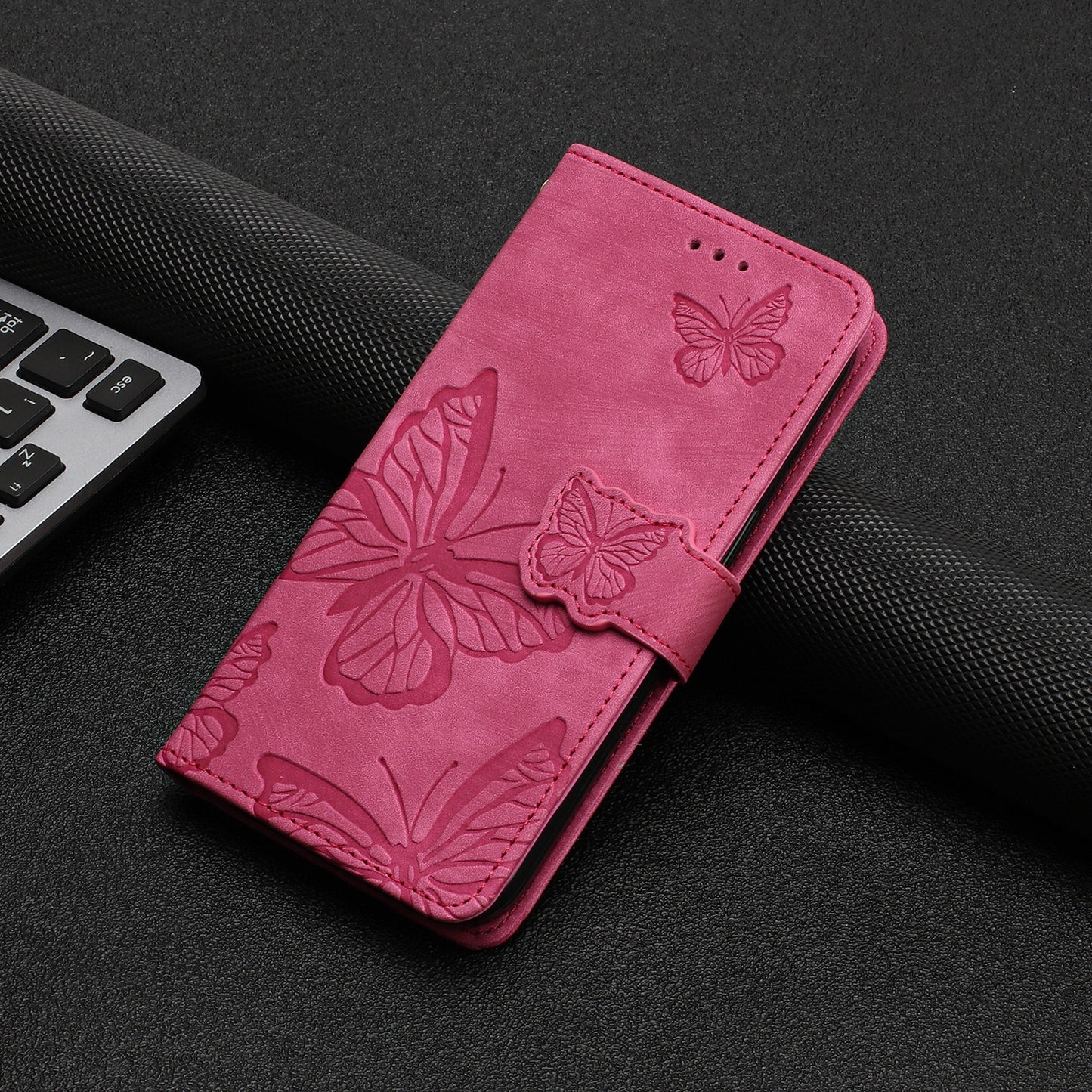 For Huawei P30 Lite Stand Wallet Skin-touch Leather Phone Case Butterfly Imprinted Cover