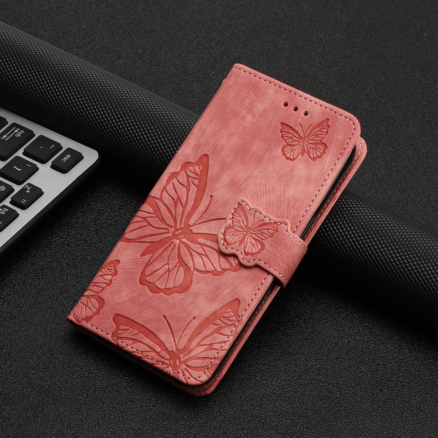 For Huawei P30 Lite Stand Wallet Skin-touch Leather Phone Case Butterfly Imprinted Cover