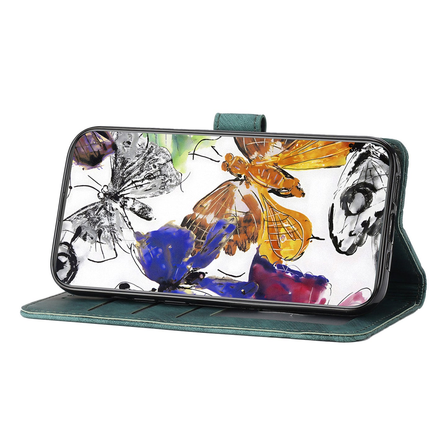 For Huawei P30 Lite Stand Wallet Skin-touch Leather Phone Case Butterfly Imprinted Cover
