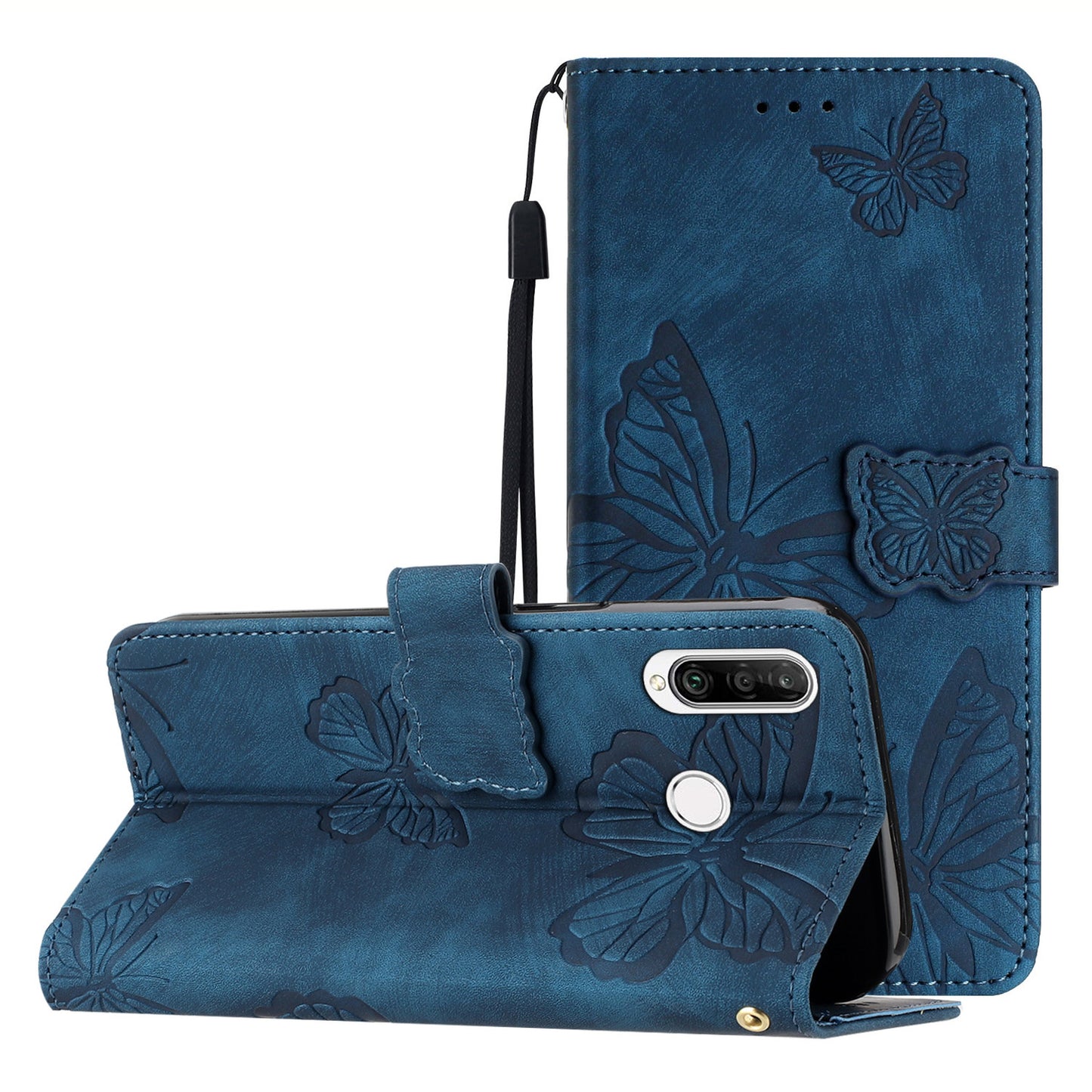 For Huawei P30 Lite Stand Wallet Skin-touch Leather Phone Case Butterfly Imprinted Cover