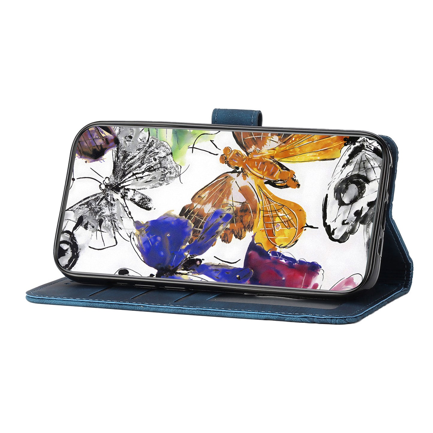 For Huawei P30 Lite Stand Wallet Skin-touch Leather Phone Case Butterfly Imprinted Cover