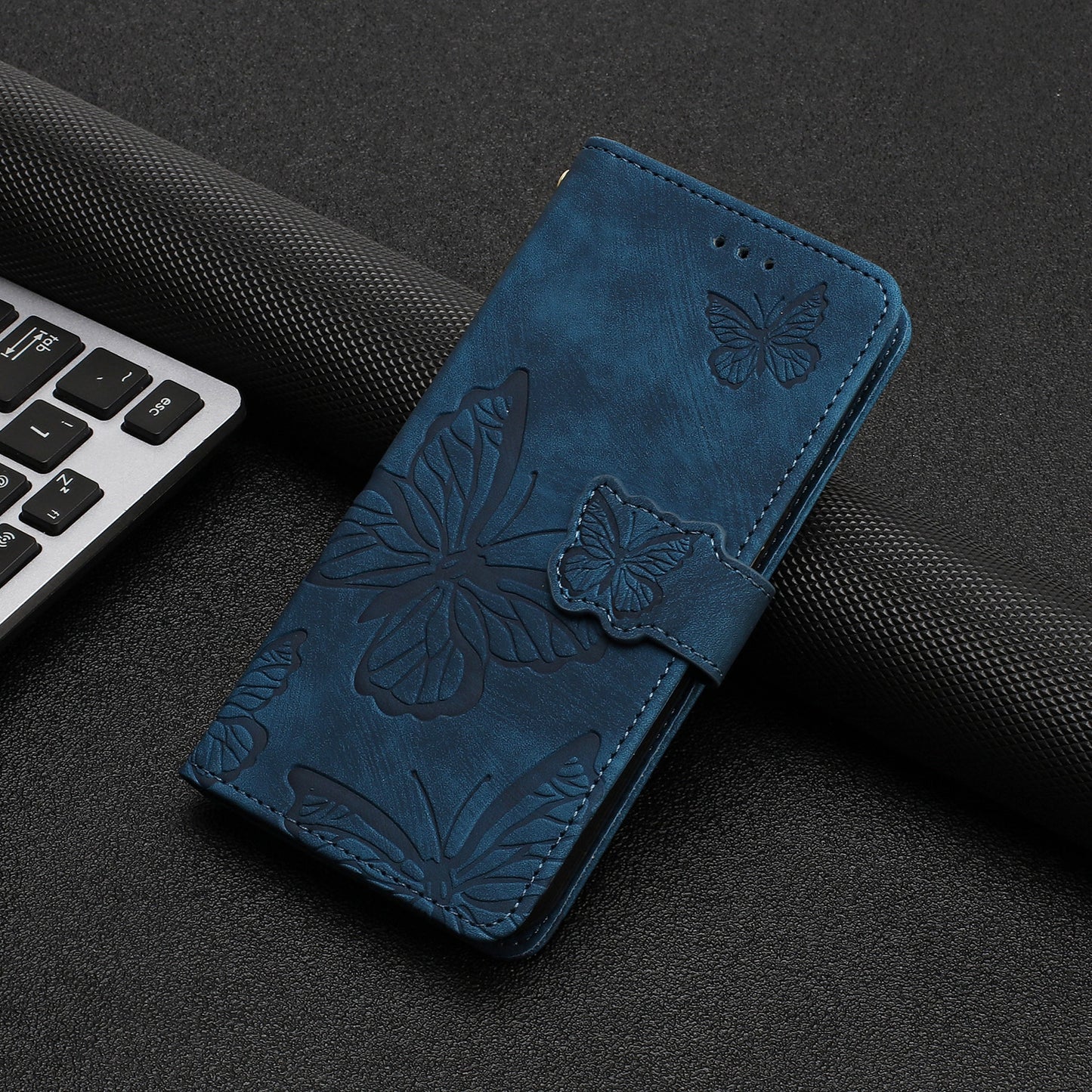 For Huawei P30 Lite Stand Wallet Skin-touch Leather Phone Case Butterfly Imprinted Cover
