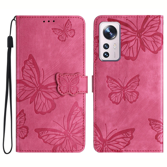 For Xiaomi 12 Pro 5G / 12S Pro 5G / 12 Pro (Dimensity) 5G Stand Phone Case PU Leather Butterfly Imprinted Wallet Cover