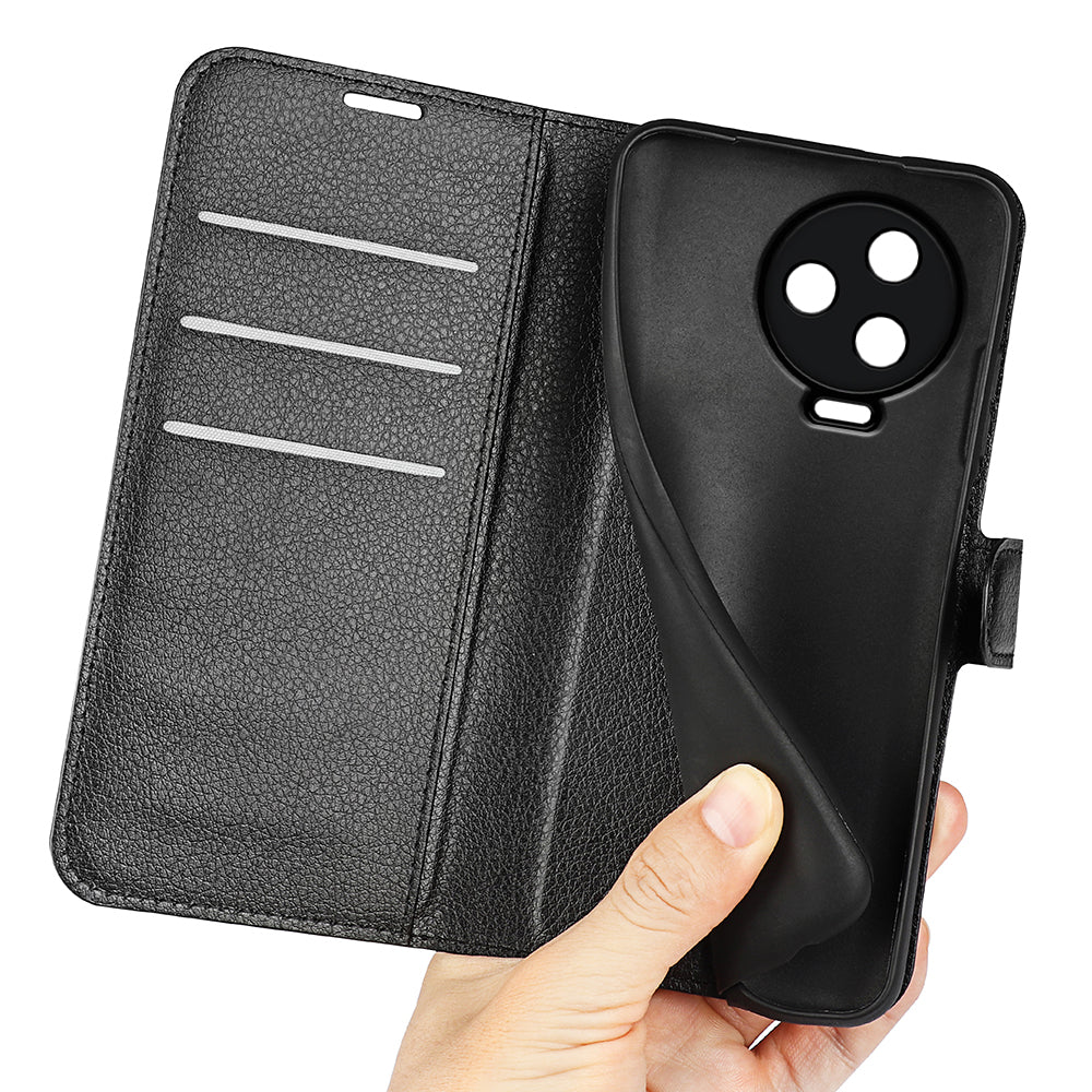 For Infinix Note 12 Pro 4G Anti-Fingerprint PU Leather Wallet Shell Flip Stand Litchi Texture Phone Case Cover