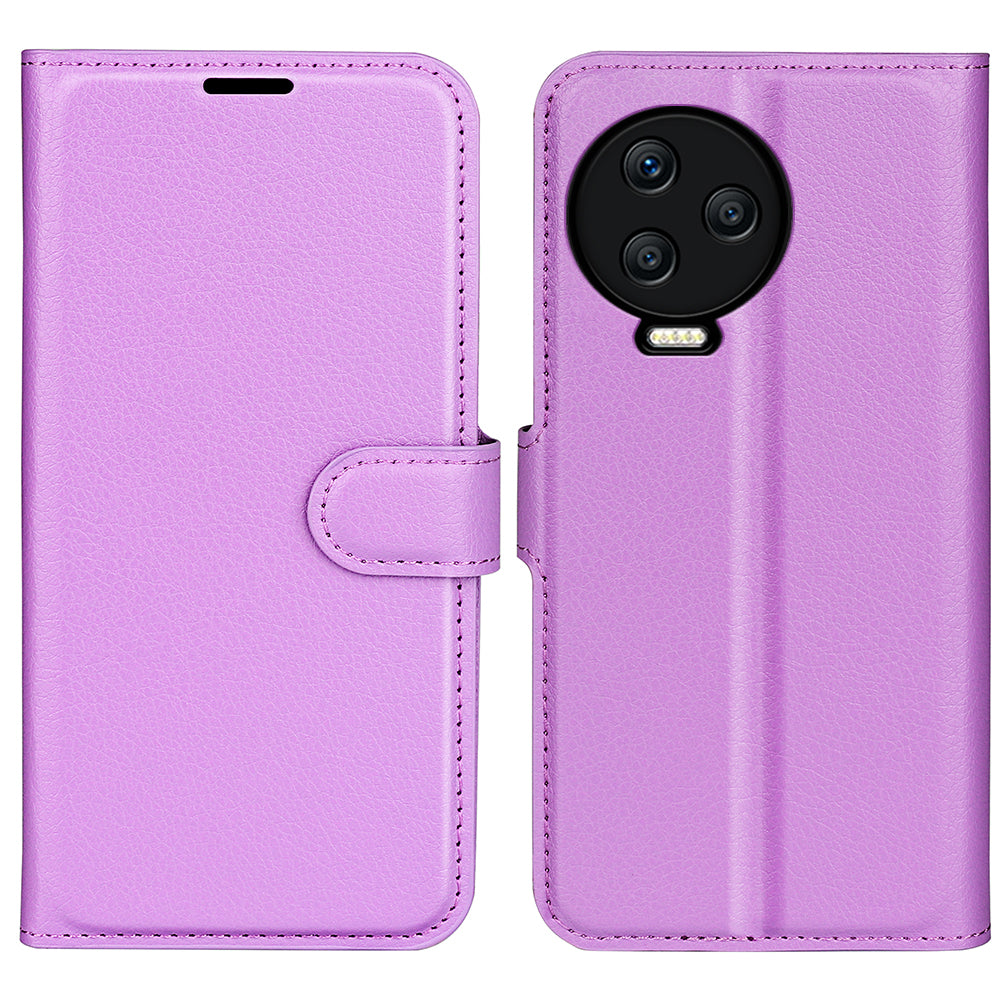 For Infinix Note 12 Pro 4G Anti-Fingerprint PU Leather Wallet Shell Flip Stand Litchi Texture Phone Case Cover