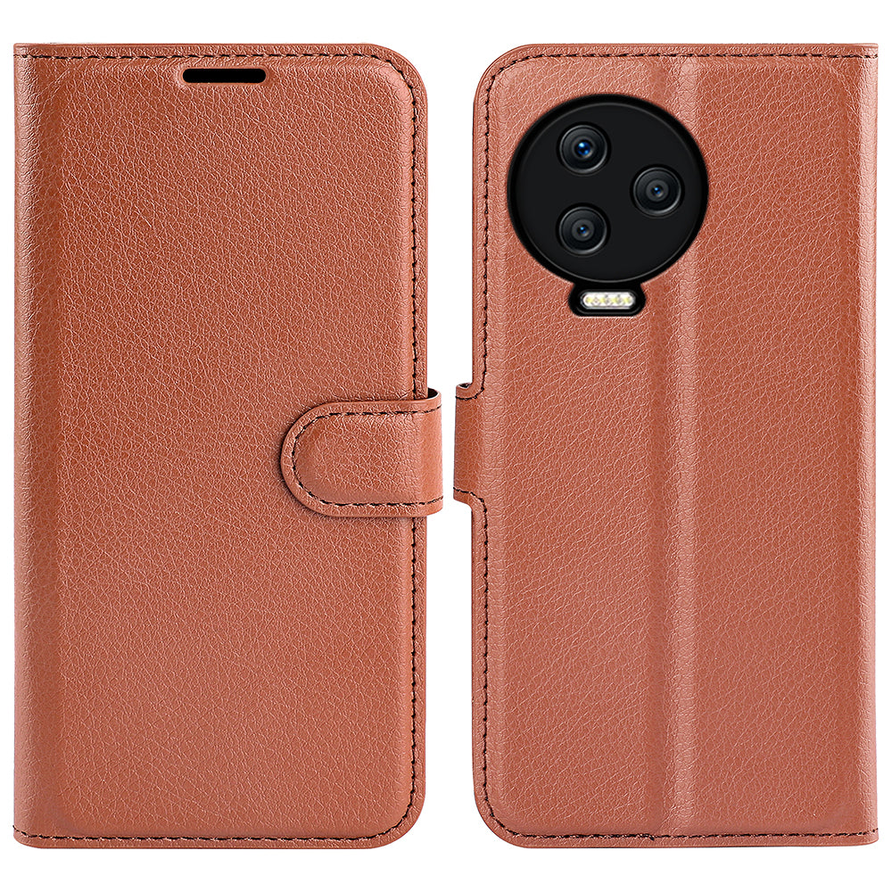 For Infinix Note 12 Pro 4G Anti-Fingerprint PU Leather Wallet Shell Flip Stand Litchi Texture Phone Case Cover