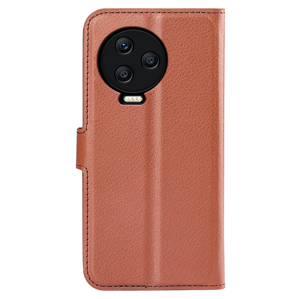 For Infinix Note 12 Pro 4G Anti-Fingerprint PU Leather Wallet Shell Flip Stand Litchi Texture Phone Case Cover