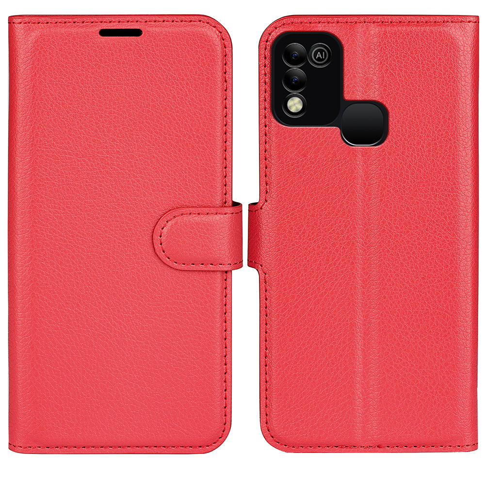 For Infinix Hot 11 Play Litchi Texture PU Leather Wallet Anti-drop Shell Flip Stand Phone Case