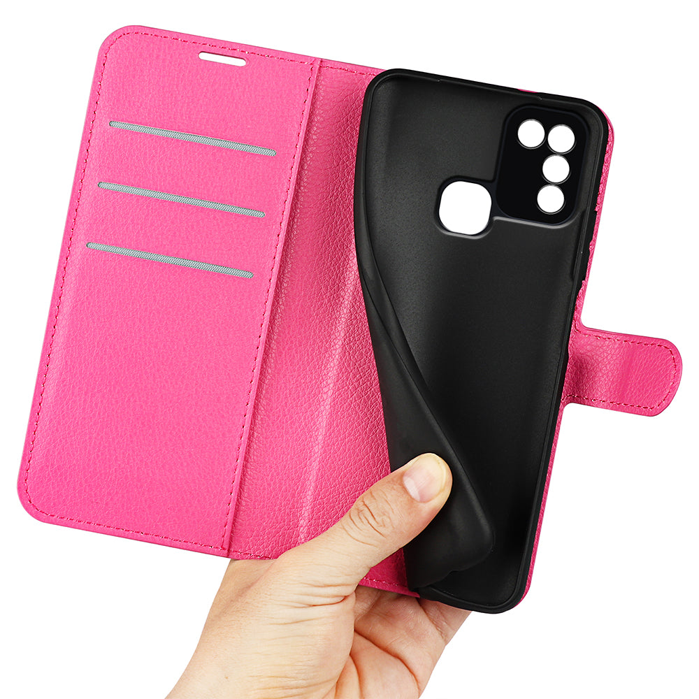 For Infinix Hot 11 Play Litchi Texture PU Leather Wallet Anti-drop Shell Flip Stand Phone Case