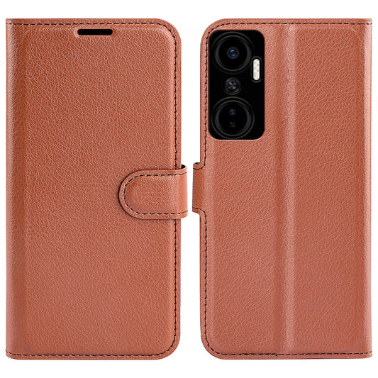 For Infinix Hot 20 4G Anti-drop Shell Flip Stand Phone Case Litchi Texture PU Leather Wallet