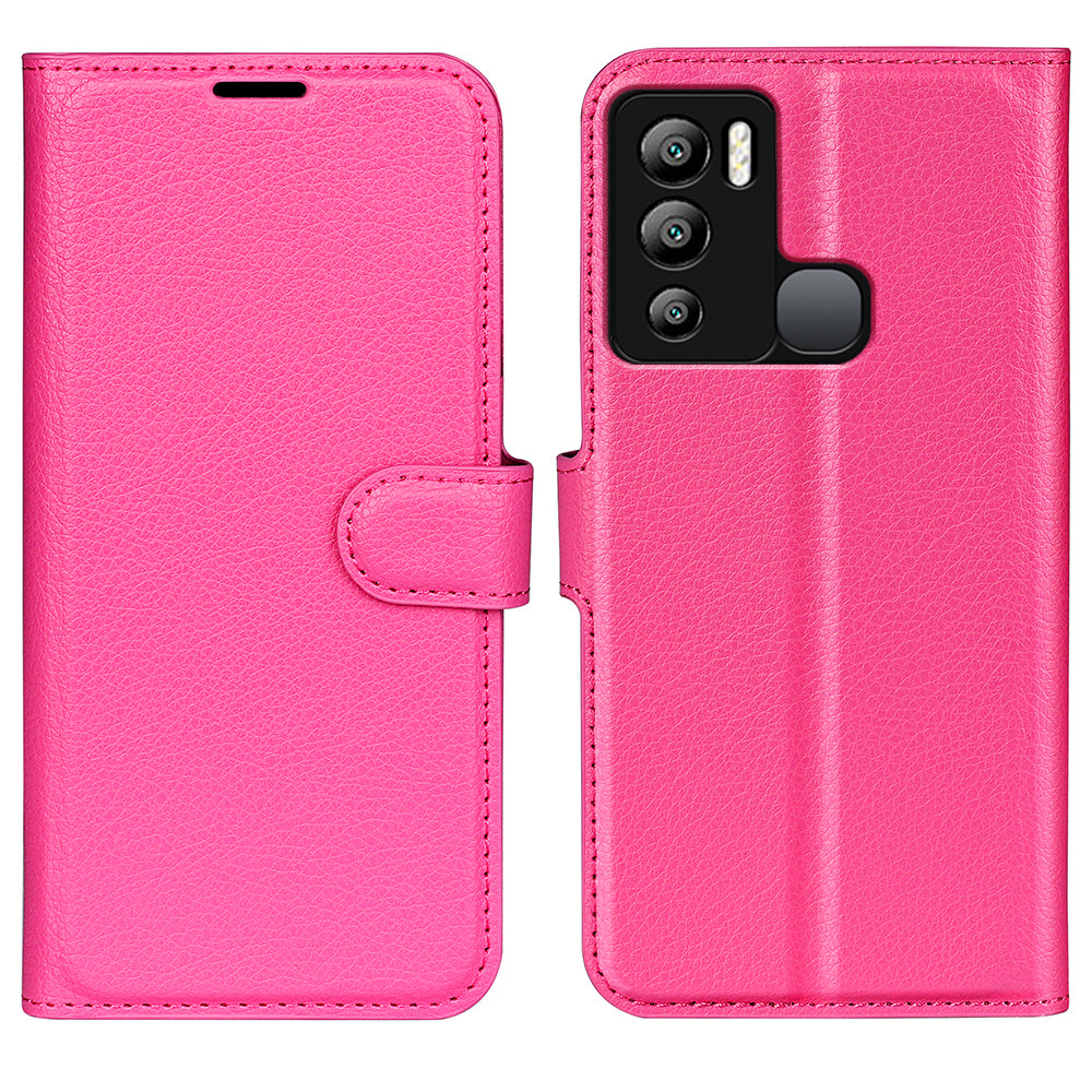For Infinix Hot 12i 4G Flip Stand Phone Case Litchi Texture PU Leather Wallet Anti-Dust Phone Shell
