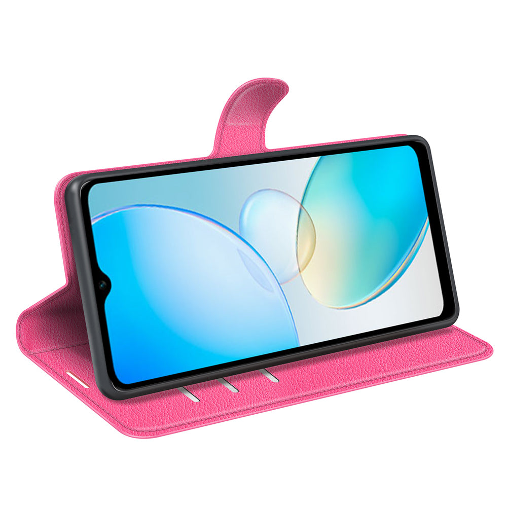 For Infinix Hot 12i 4G Flip Stand Phone Case Litchi Texture PU Leather Wallet Anti-Dust Phone Shell