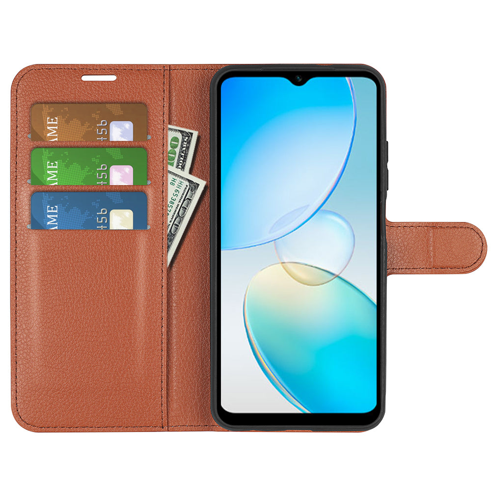 For Infinix Hot 12i 4G Flip Stand Phone Case Litchi Texture PU Leather Wallet Anti-Dust Phone Shell
