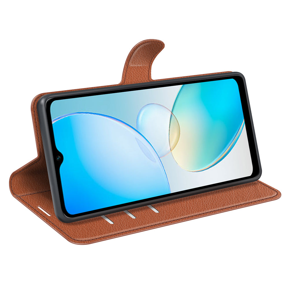 For Infinix Hot 12i 4G Flip Stand Phone Case Litchi Texture PU Leather Wallet Anti-Dust Phone Shell