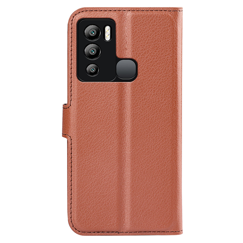 For Infinix Hot 12i 4G Flip Stand Phone Case Litchi Texture PU Leather Wallet Anti-Dust Phone Shell
