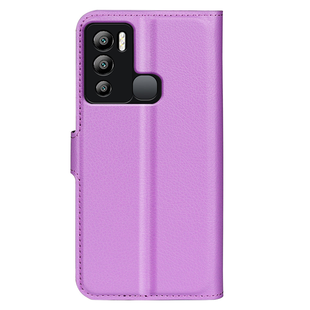 For Infinix Hot 12i 4G Flip Stand Phone Case Litchi Texture PU Leather Wallet Anti-Dust Phone Shell