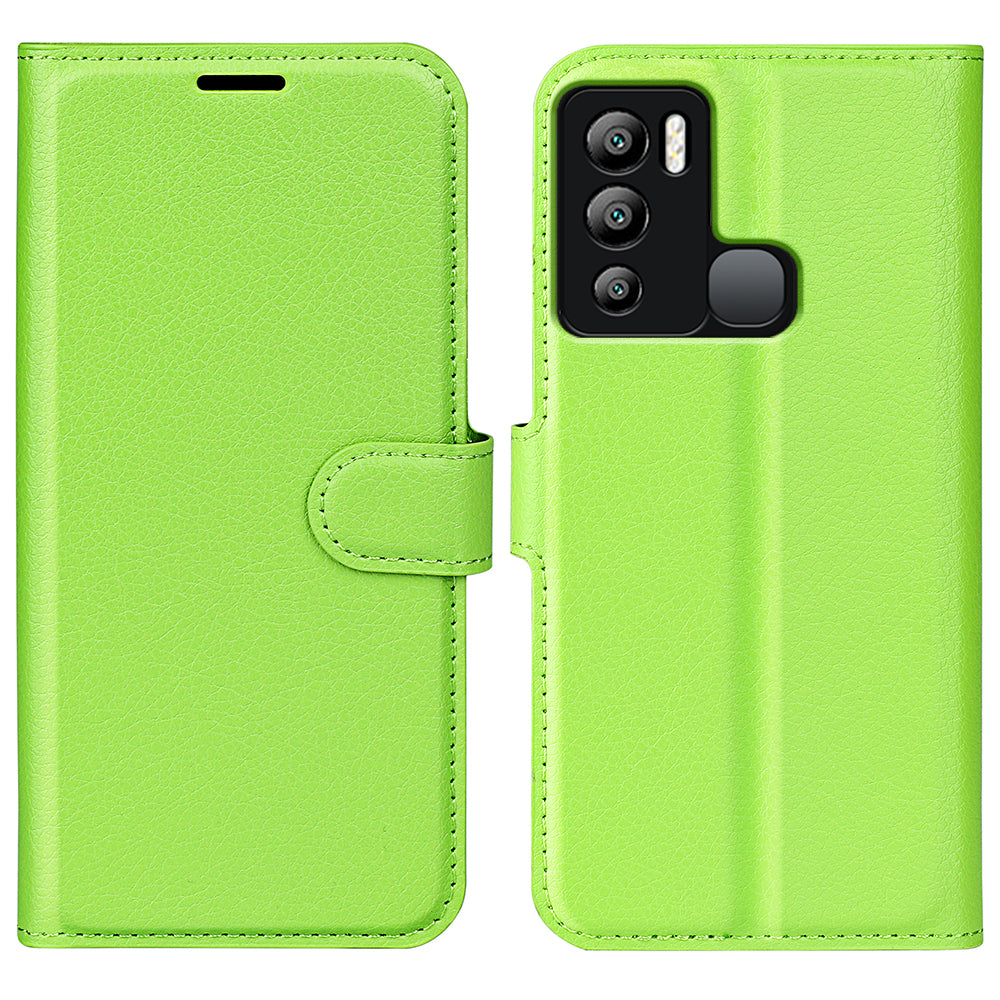 For Infinix Hot 12i 4G Flip Stand Phone Case Litchi Texture PU Leather Wallet Anti-Dust Phone Shell