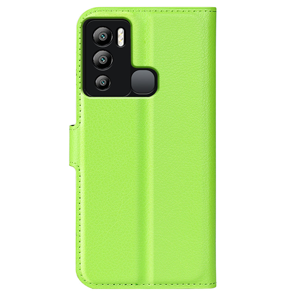 For Infinix Hot 12i 4G Flip Stand Phone Case Litchi Texture PU Leather Wallet Anti-Dust Phone Shell