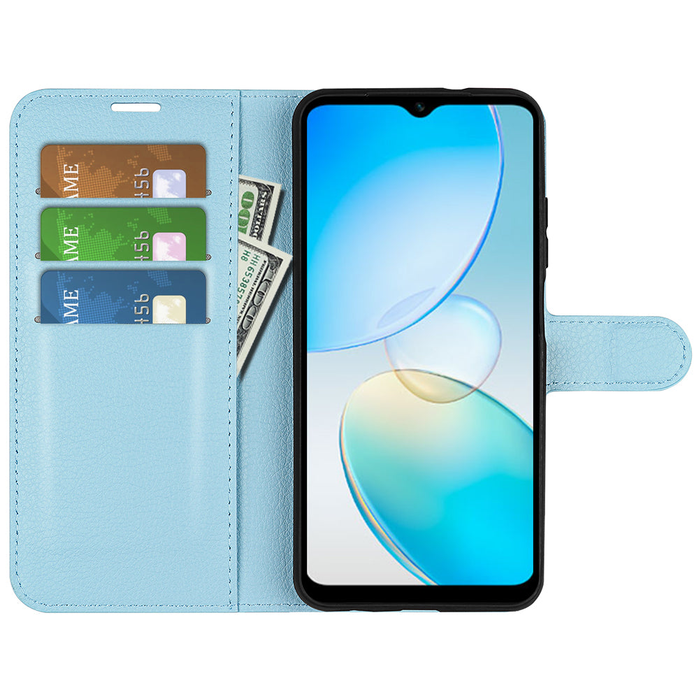 For Infinix Hot 12i 4G Flip Stand Phone Case Litchi Texture PU Leather Wallet Anti-Dust Phone Shell