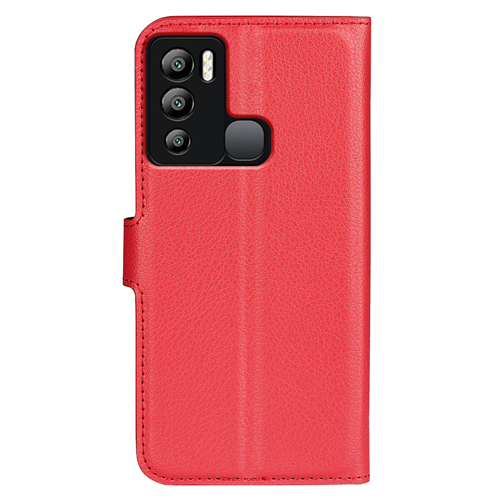 For Infinix Hot 12i 4G Flip Stand Phone Case Litchi Texture PU Leather Wallet Anti-Dust Phone Shell
