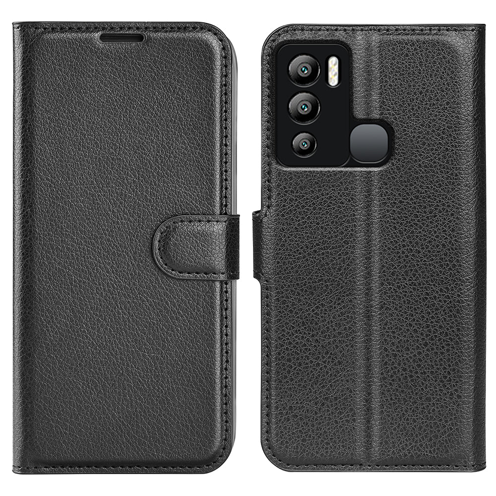 For Infinix Hot 12i 4G Flip Stand Phone Case Litchi Texture PU Leather Wallet Anti-Dust Phone Shell