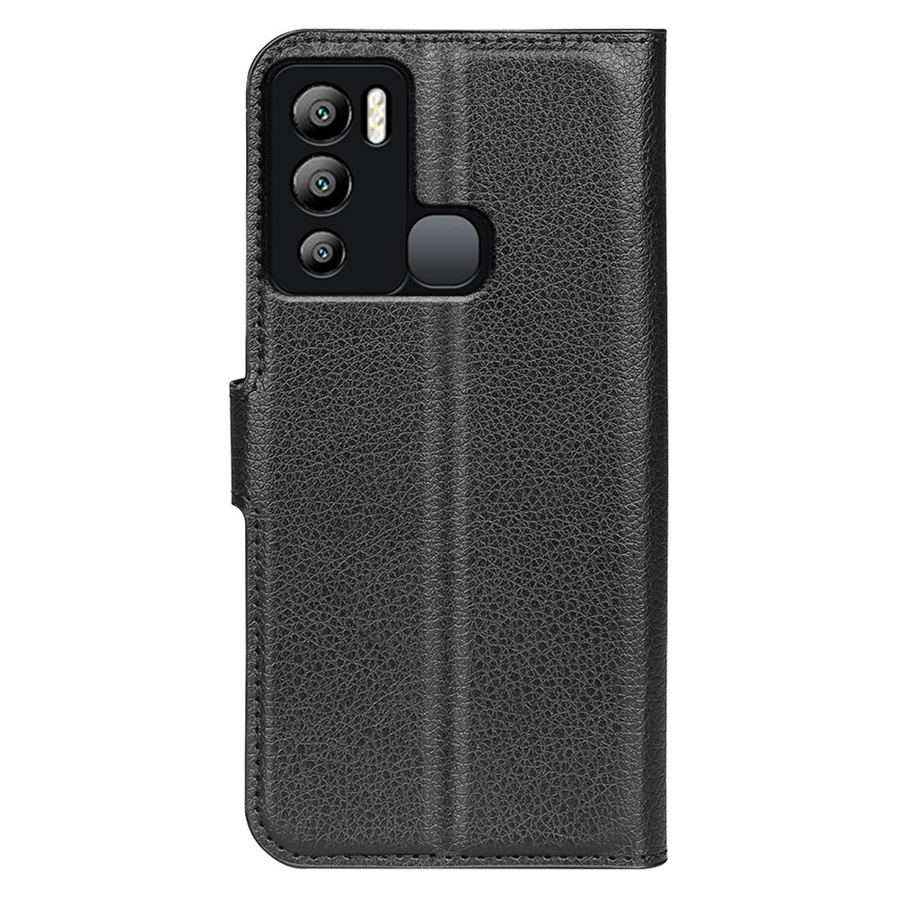 For Infinix Hot 12i 4G Flip Stand Phone Case Litchi Texture PU Leather Wallet Anti-Dust Phone Shell