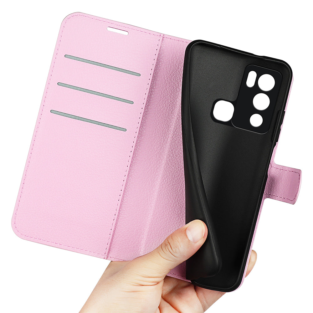 For Infinix Hot 12i 4G Flip Stand Phone Case Litchi Texture PU Leather Wallet Anti-Dust Phone Shell