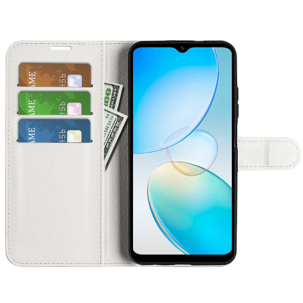 For Infinix Hot 12i 4G Flip Stand Phone Case Litchi Texture PU Leather Wallet Anti-Dust Phone Shell