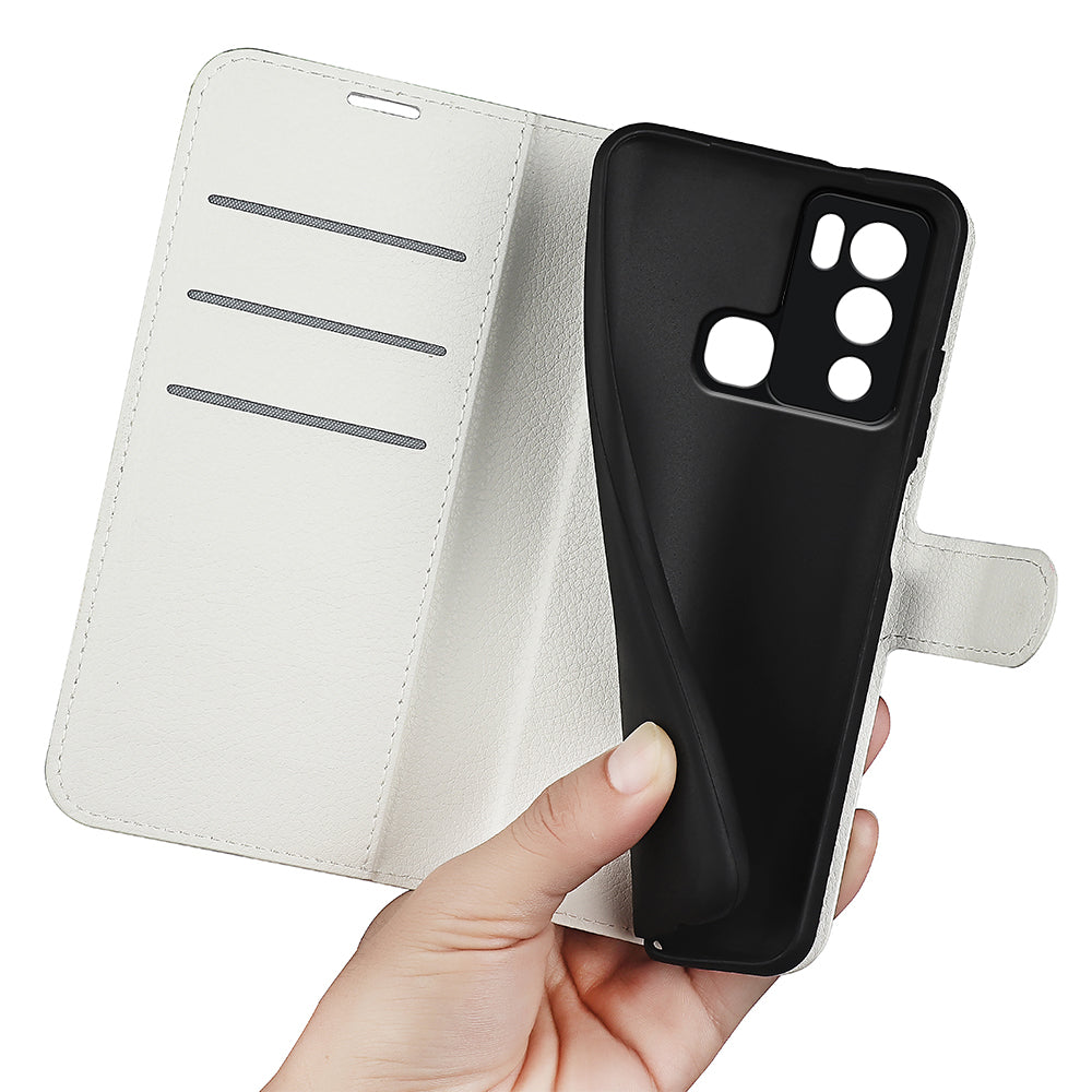 For Infinix Hot 12i 4G Flip Stand Phone Case Litchi Texture PU Leather Wallet Anti-Dust Phone Shell