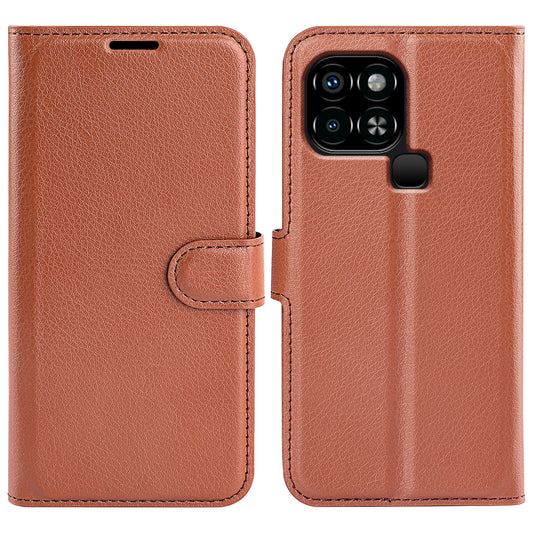 For Infinix Smart 6 Wallet Anti-drop Shell Litchi Texture PU Leather Flip Stand Phone Case Cover