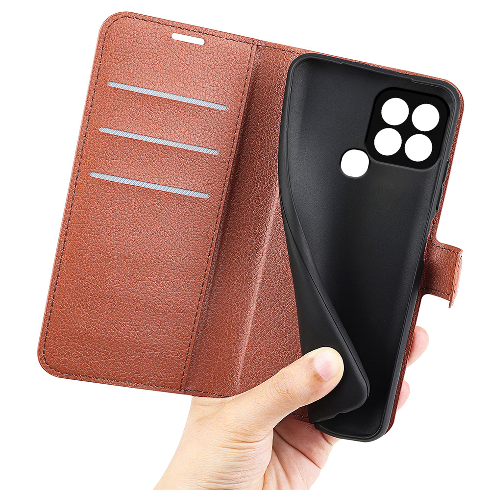 For Infinix Smart 6 Wallet Anti-drop Shell Litchi Texture PU Leather Flip Stand Phone Case Cover