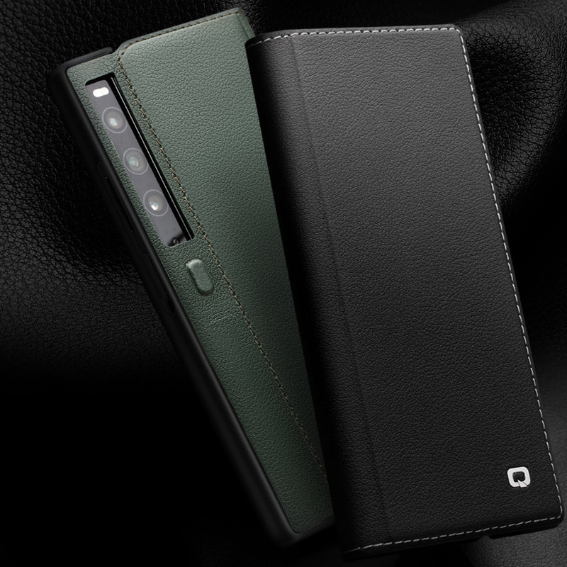 QIALINO For Huawei Mate Xs 2 Genuine Cow Leather Flip Case Stand Magnetic Full Protection Phone Cover