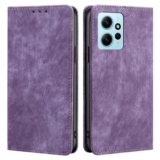 For Xiaomi Redmi Note 12 4G PU Leather RFID Blocking Phone Case Stand Wallet Drop-proof Flip Cover