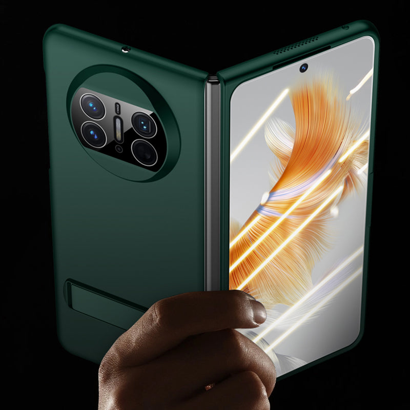 For Huawei Mate X3 5G Kickstand Folding Phone Case Hard PC Phone Cover with Tempered Glass Screen Film