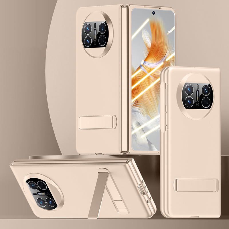 For Huawei Mate X3 5G Kickstand Folding Phone Case Hard PC Phone Cover with Tempered Glass Screen Film
