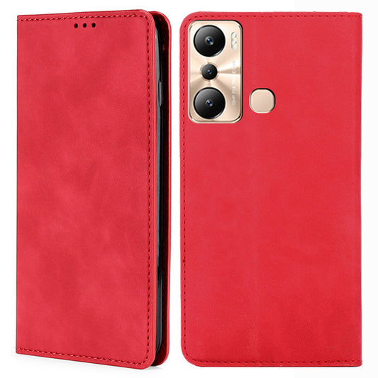 For Infinix Hot 20i 4G PU Leather Phone Case Stand Card Holder Skin-touch Cover